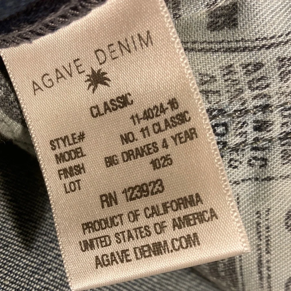 NWT Agave Denim No 11 CLASSIC FIT BIG DRAKES Jeans Sz 28/35 - Picture 5 of 9